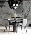 Grey Abstract Grass Wallpaper : Soft Botanical Brushstroke Mural