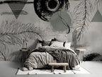 Grey Abstract Grass Wallpaper : Soft Botanical Brushstroke Mural - View 4