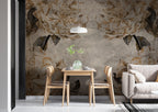 Distressed Gold Leaf Wallpaper : Aged Plaster Botanical Frame Mural - View 4
