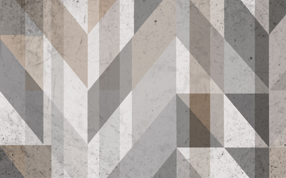 Grey Concrete Triangles Wallpaper : Distressed Geometric Mural - View 2