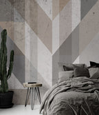 Grey Concrete Triangles Wallpaper : Distressed Geometric Mural - View 3
