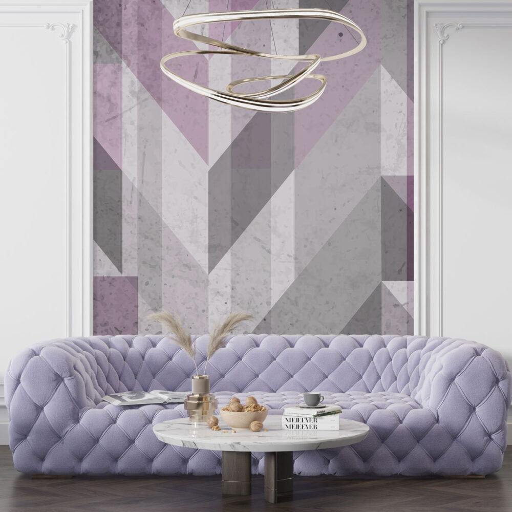 Grey Concrete Triangles Wallpaper : Distressed Geometric Mural - View 5