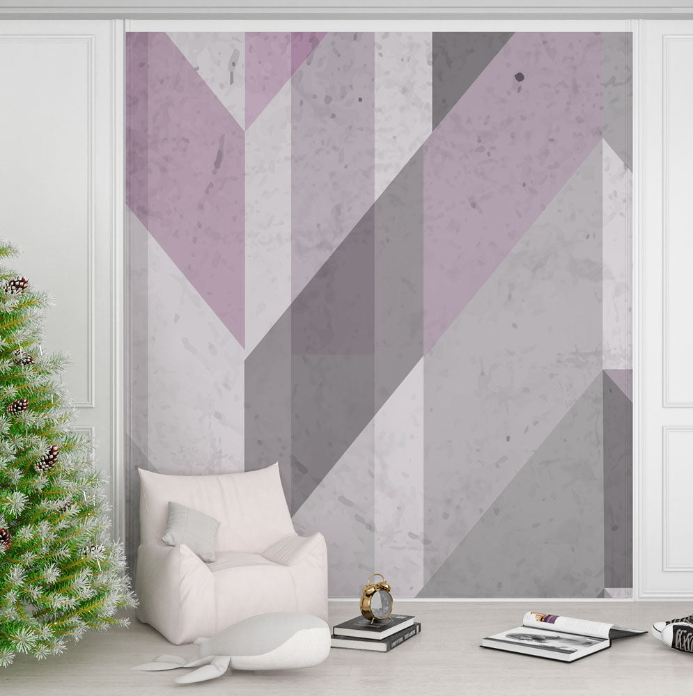 Grey Concrete Triangles Wallpaper : Distressed Geometric Mural - View 6