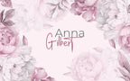 Personalized Name Peony Wallpaper : Pink Floral Custom Name Mural - View 2
