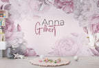 Personalized Name Peony Wallpaper : Pink Floral Custom Name Mural - View 4