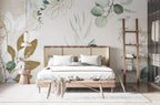 Eucalyptus Gold Leaf Wallpaper : Sage Watercolor Botanical Mural