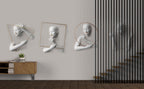 3D Sculpted Hands Wallpaper : Grey Classical Relief Mural - View 3
