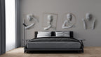 3D Sculpted Hands Wallpaper : Grey Classical Relief Mural
