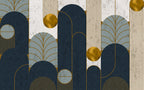 Navy Gold Art Deco Arch Wallpaper : Luxe Geometric Mural - View 2