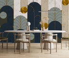 Navy Gold Art Deco Arch Wallpaper : Luxe Geometric Mural - View 4