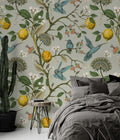 Lemon Branch Bluebird Wallpaper : Vintage Botanical Pattern