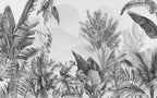 Black and White Tropical Leaf Wallpaper : Monochrome Jungle Mural - View 2