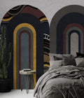 Dark Ethnic Arch Wallpaper : Boho Striped Geometric Mural