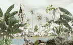 Lakeside Tropical Palm Wallpaper : Soft Green Jungle Mural - View 2