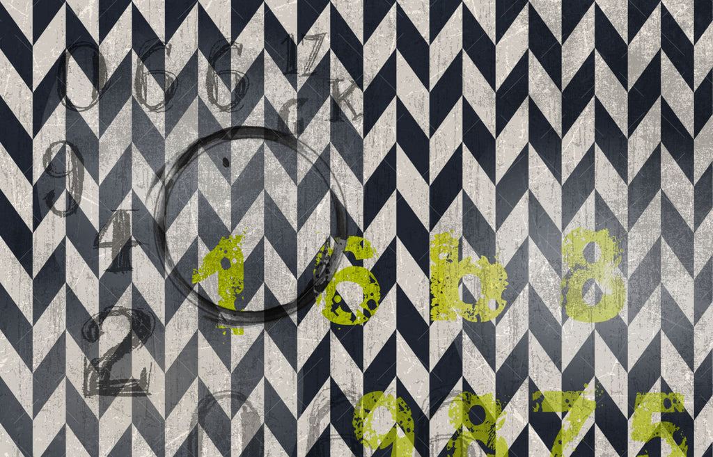 Green Plant Chevron Wallpaper : Modern Geometric Art Mural - View 2