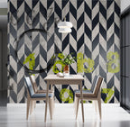 Green Plant Chevron Wallpaper : Modern Geometric Art Mural