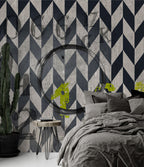 Green Plant Chevron Wallpaper : Modern Geometric Art Mural - View 4