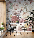 Soft Rose Bouquet Wallpaper : Romantic Floral Mural