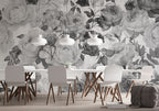 Black and White Rose Wallpaper : Textured Monochrome Floral Mural