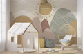 Boho Sun Hills Wallpaper : Neutral Kids Room Mural