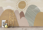 Boho Sun Hills Wallpaper : Neutral Kids Room Mural - View 3