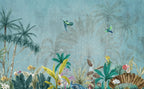 Turquoise Palm Sketch Wallpaper : Tropical Leaf Mural - View 2