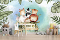 Safari Animals Car Wallpaper : Cute Watercolor Kids Mural