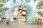Safari Animals Car Wallpaper : Cute Watercolor Kids Mural
