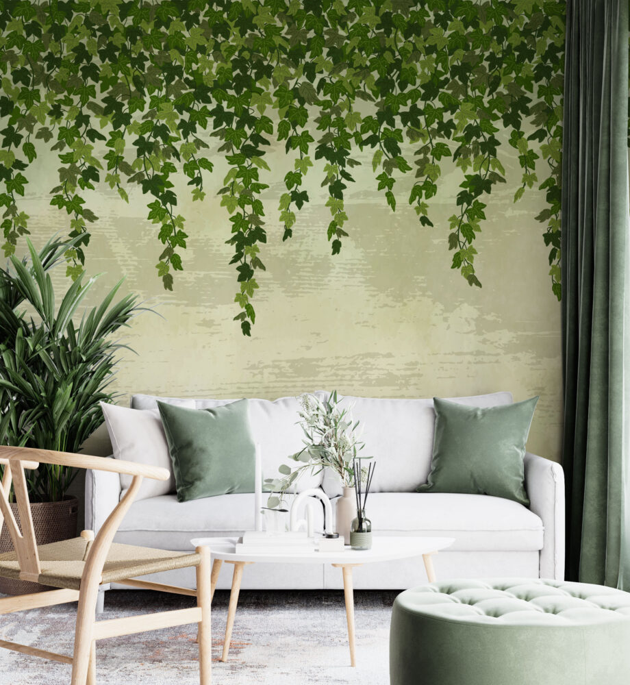 Hanging Ivy Wallpaper : Pale Green Vine Mural