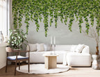 Hanging Ivy Grey Wallpaper : Soft Grey Vine Mural - View 4