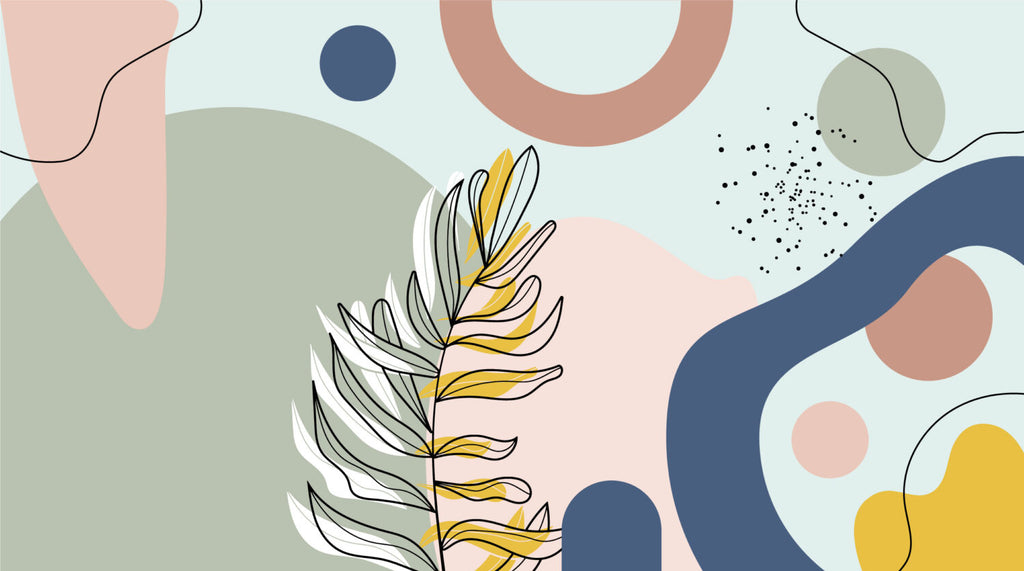 Pastel Leaf Shapes Wallpaper : Playful Abstract Kids Mural - View 2