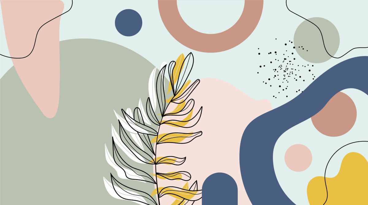 Pastel Leaf Shapes Wallpaper : Playful Abstract Kids Mural - View 2