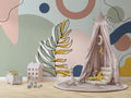 Pastel Leaf Shapes Wallpaper : Playful Abstract Kids Mural