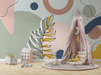 Pastel Leaf Shapes Wallpaper : Playful Abstract Kids Mural