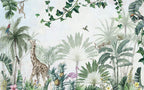 Tropical Garden Animals Wallpaper : Pastel Jungle Mural - View 2