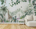 Tropical Garden Animals Wallpaper : Pastel Jungle Mural