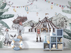 Vintage Circus Wallpaper : Sketched Animals Big Top Mural