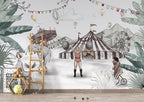Vintage Circus Wallpaper : Sketched Animals Big Top Mural - View 4