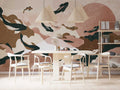 Blush Camo Fish Wallpaper : Abstract Soft Collage Mural