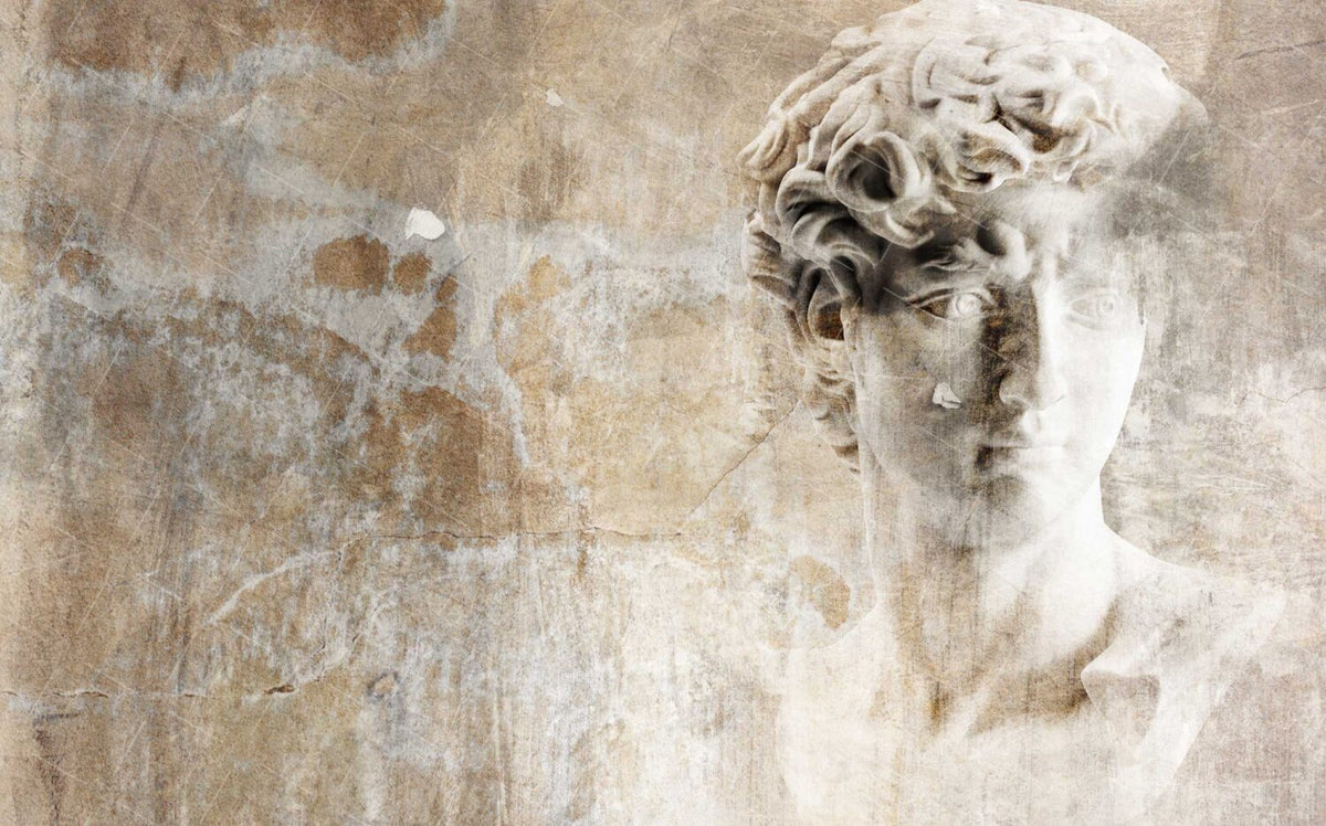 Distressed Greek Statue Wallpaper : Aged Plaster Classical Mural - View 2
