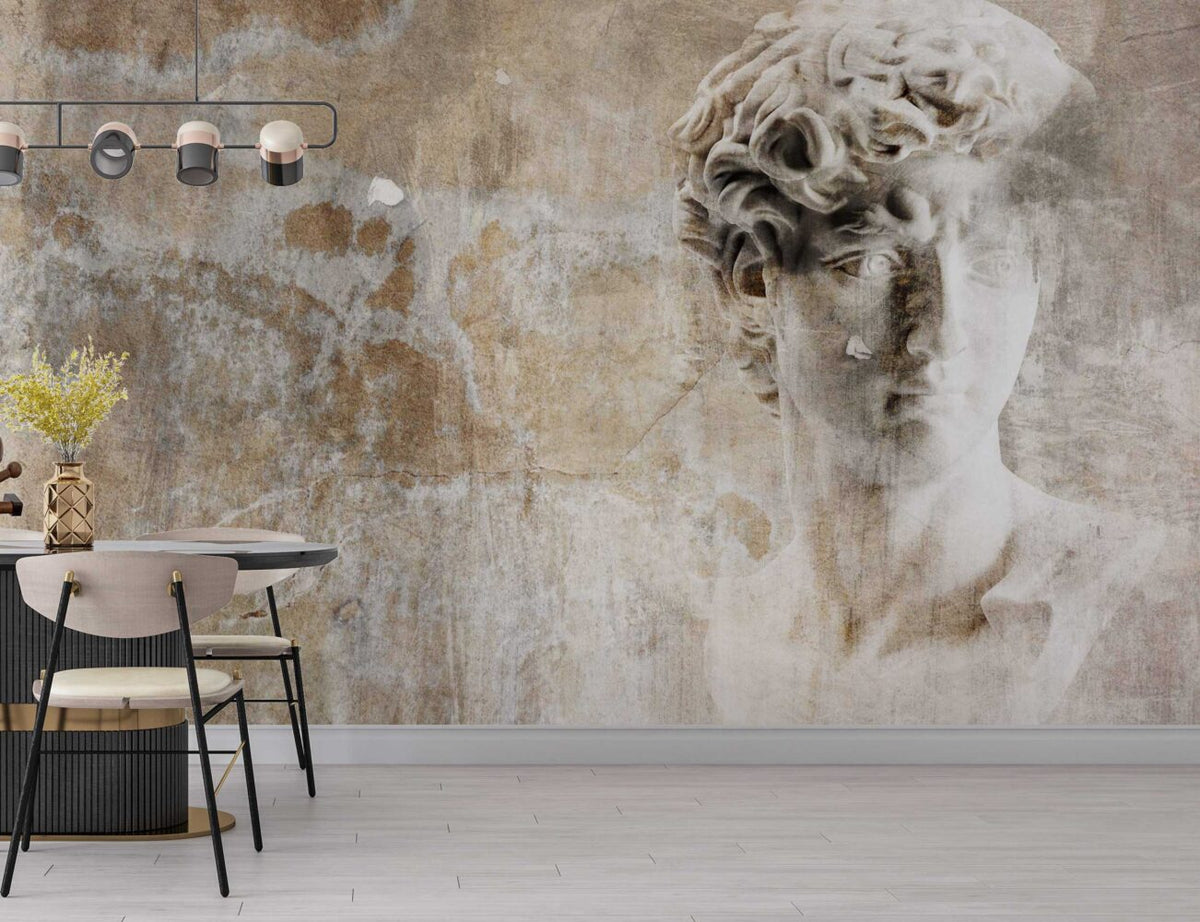 Distressed Greek Statue Wallpaper : Aged Plaster Classical Mural - View 4