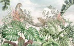 Leopards in the Trees Wallpaper : Soft Tropical Jungle Mural - View 2