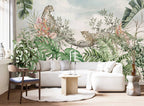 Leopards in the Trees Wallpaper : Soft Tropical Jungle Mural