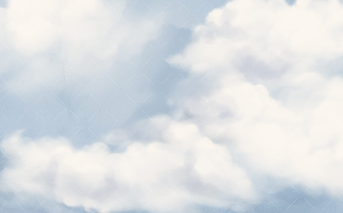 Pale Blue Cloud Sky Wallpaper : Soft Dreamy Sky Mural - View 2