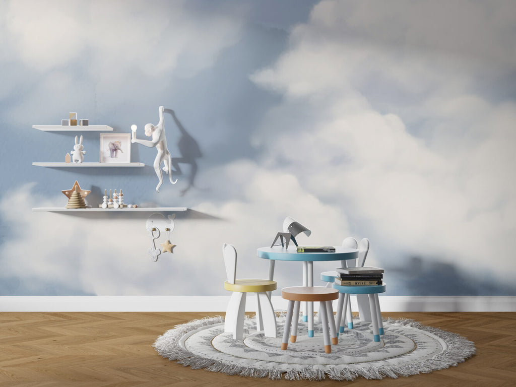 Pale Blue Cloud Sky Wallpaper : Soft Dreamy Sky Mural - View 3