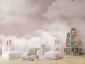 Blush Cloud Sky Wallpaper : Soft Pink Dreamy Mural