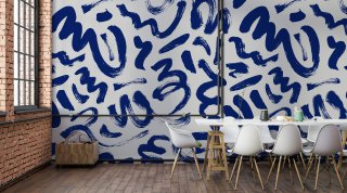 Black Brush Stroke Wallpaper : Bold Abstract Ink Mural - View 6