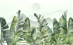 Sage Tropical Leaf Hills Wallpaper : Soft Botanical Mural - View 2