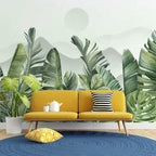 Sage Tropical Leaf Hills Wallpaper : Soft Botanical Mural - View 4