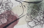 Line Art Carnation Wallpaper : Grey Watercolor Floral Mural - View 2